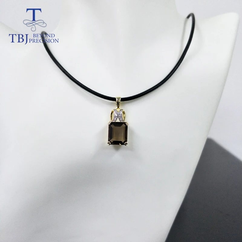 Женский кулон с изумрудами TBJ дымчатый кварцевый натуральным драгоценным камнем