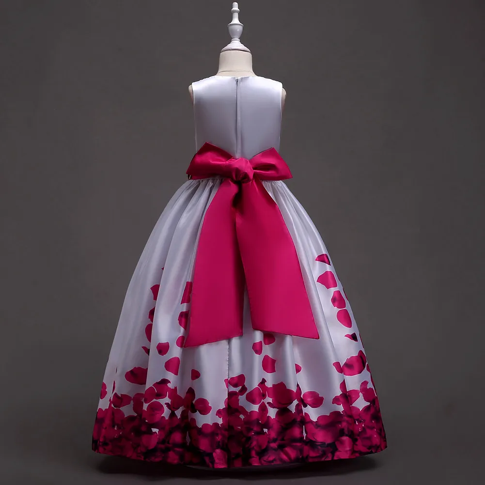 Summer Children Clothing Teen Dress Green Burgundy Blue and White Girls Petal Dresses Formal for 5 To 14 Years | Детская одежда и
