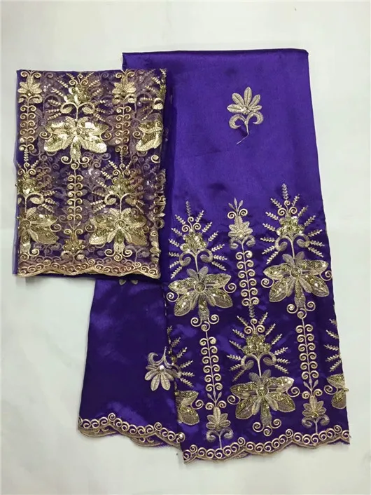 Золото блестками вышитые Джордж кружевная ткань с 2 ярдов блузка Королевский