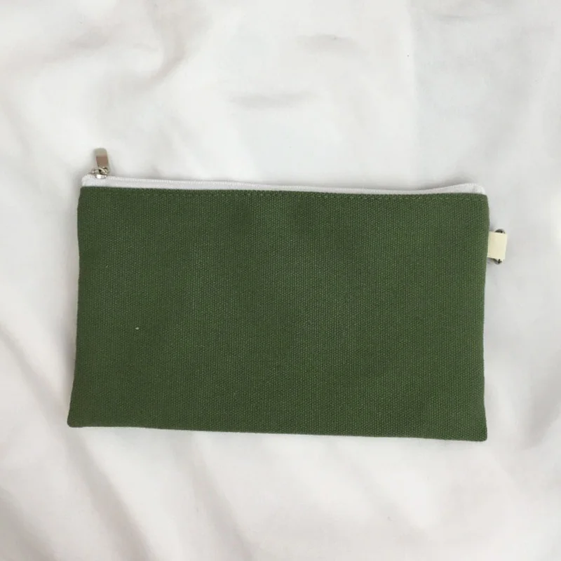 Army green 100 шт цветные Пустые холщовые пеналы на молнии, бумажные мешочки для ручек, хлопковая косметичка, сумки для макияжа, сумка-клатч для мобильного телефона, Органайзер - Цвет: Army green