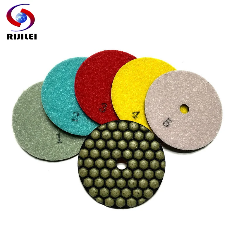 RIJILEI 5 Pieces/Lot 3Inch Dry Polishing Pad 80mm Honeycomb Marble Polishing Pad Flexible Diamond Polishing Pads Sanding 3GM5