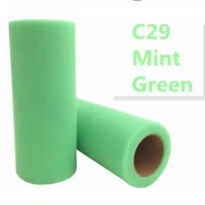 C29 Mint green Тюлевая юбка-пачка «сделай сам» из органзы для свадебной вечеринки, 15 см, 22 м - Цвет: C29 Mint green