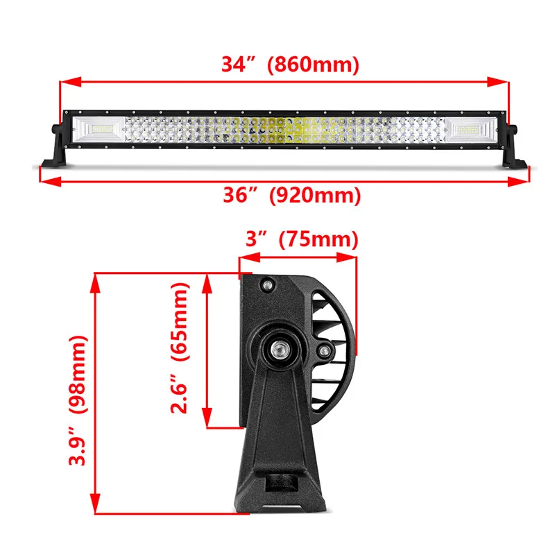 Oslamp 34 дюймов Tri ряд прямо СВЕТОДИОДНЫЙ свет Offroad бар комбо светодиодный работы для