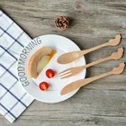 Набор из 3 предметов, вилка и нож с милым котом и ложка, экологически чистые столовые приборы, деревянные многоразовые приборы, посуда для влюбленных кошек