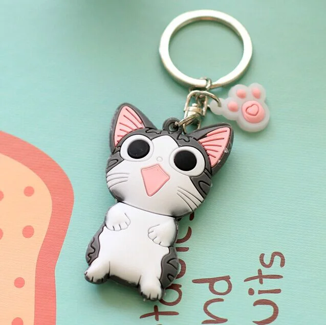 Kawaii резиновая подвеска ключ бумажник, кот Чи 4 см ок. Ключей бумажник, резиновые Ключи Подвеска с защитным кожухом крючок на кошелек