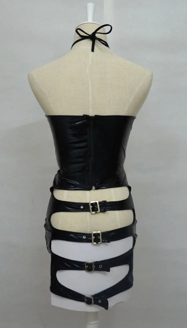 3 шт./компл. Бандажное платье из искусственной кожи Эротическое для танцев на