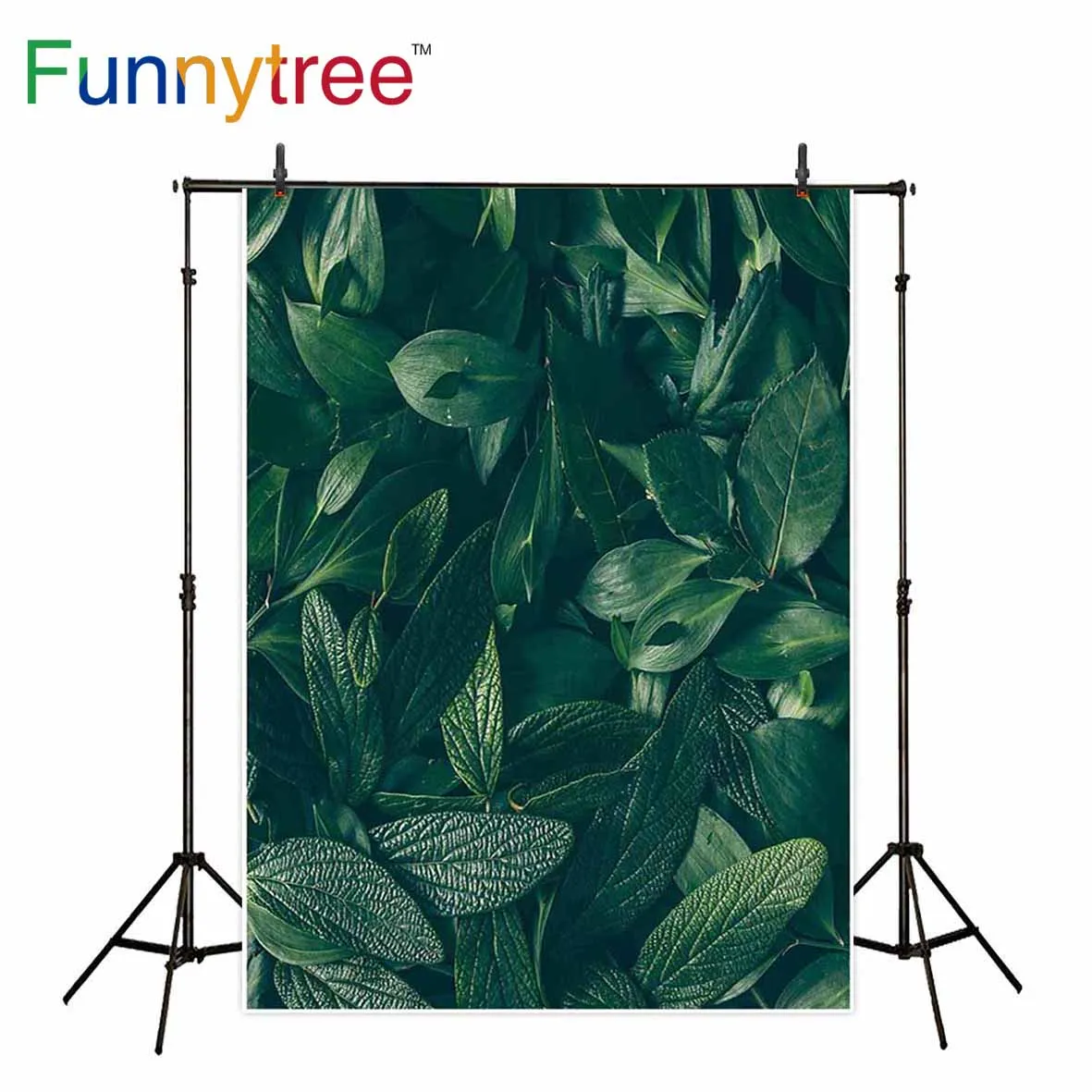 

Funnytree backgrounds for photo studio leaves green spring nature tropical photographic backdrop printed photocall prop
