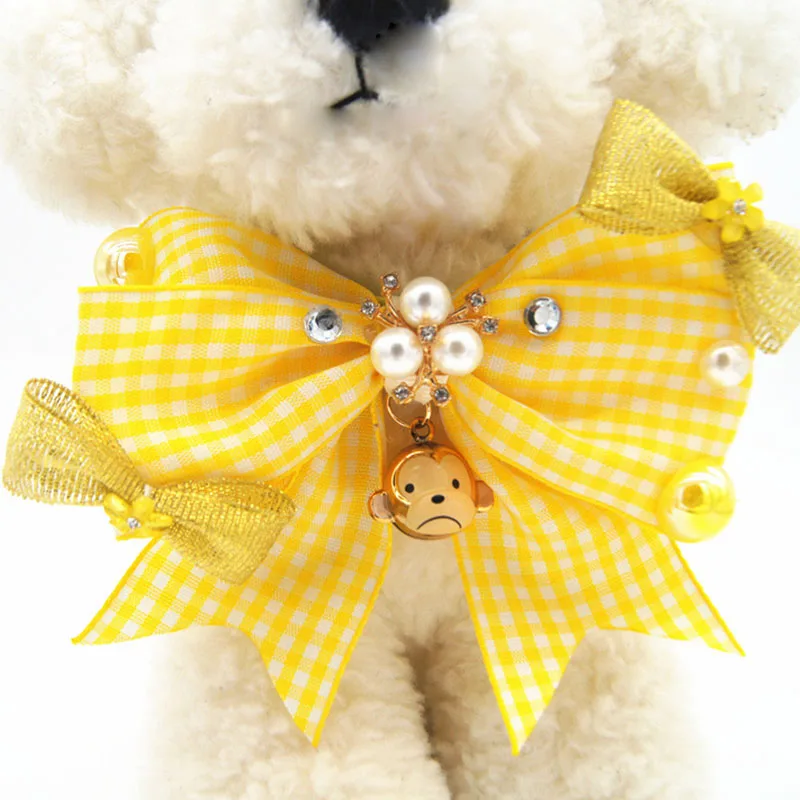 Маленький большой галстук бабочка для собаки колокольчик жемчужный ошейник