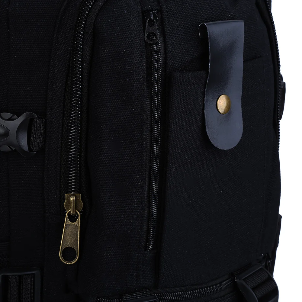 Новая модная мужская сумка рюкзак черные холщовые с застежкой молнией