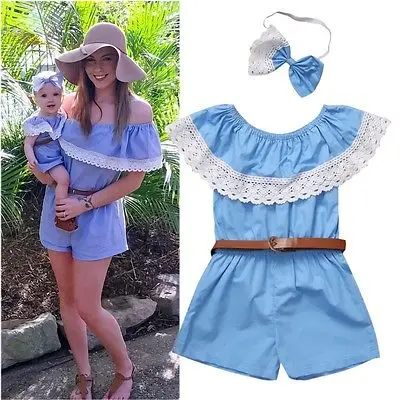 2017 г. Семейный комплект Модный для мамы и дочки боди с кружевным воротником