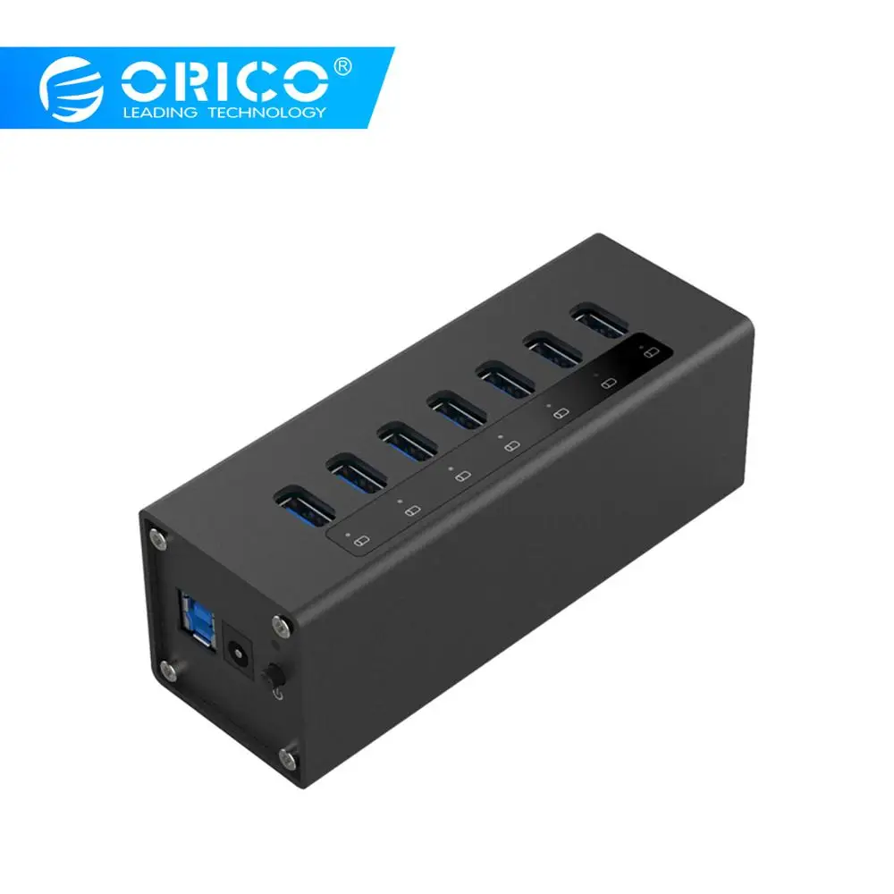 Высокоскоростной Алюминиевый Концентратор ORICO USB 3 0 с 7 портами Разветвитель Usb 12