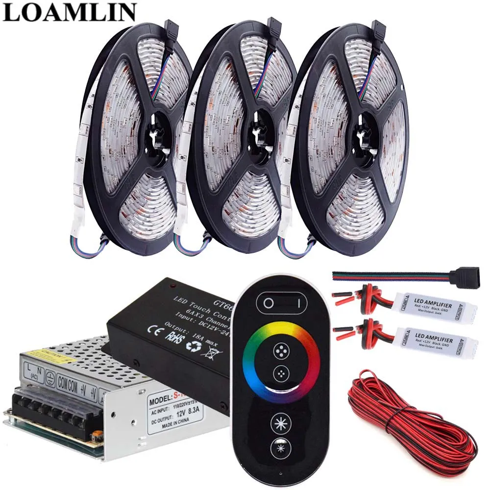 SMD5050 30 светодиодов/м RGB светодиодный светильник CT666 RGB Led контроллер усилитель с сенсорным пультом дистанционного управления DC12V Led Трансформатор комплект