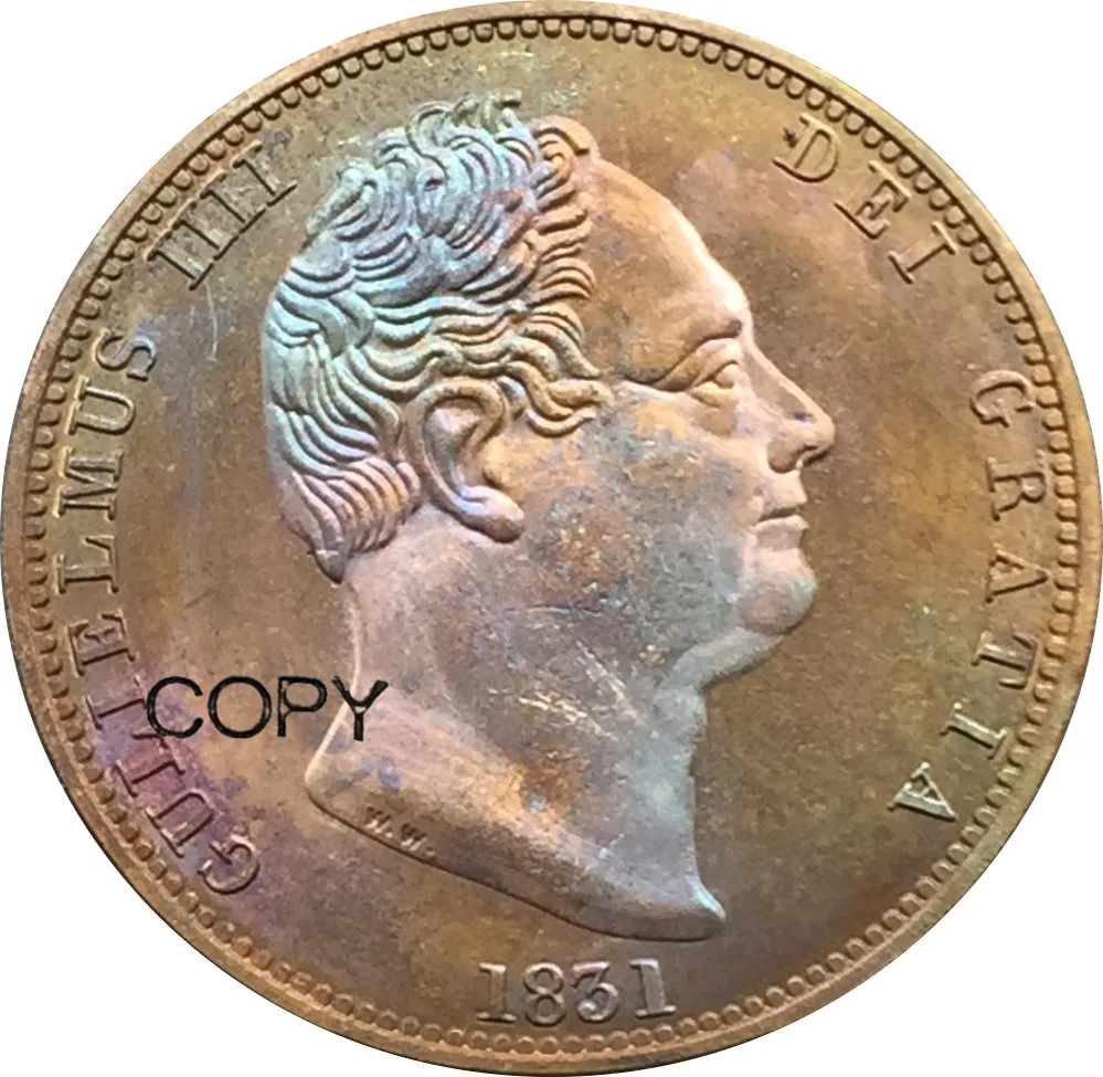 Великобритания 1831 1/2 Пенни Вильям IV красные медные копии монет|coin coins|coin copypenny coins |