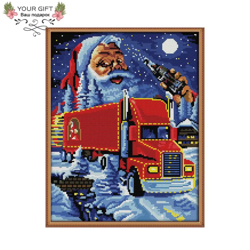 

Your Gift C981 14CT 11CT Counted and Stamped Home Decor Christmas Truck Needlework Needlepoint Embroidery DIY Cross Stitch kits