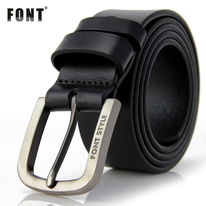 Round buckle black Мужской ремень, роскошный дизайн, высокое качество, натуральная кожа, мужской ремень, чистый, Воловья кожа, мужской ремень, официальные, мужские пояса и пояса - Цвет: Round buckle black