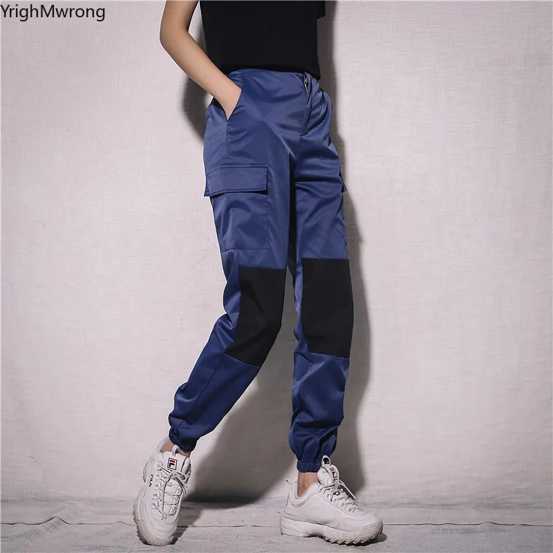 Брюки-карго женские/мужские с завышенной талией и карманами на молнии | Женская