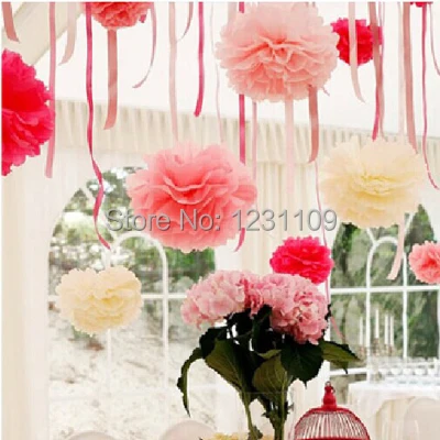 20pcs/lot 10&quot(25cm) mixed color Tissue Paper Pom Poms artificial Flower Balls Party Baby Shower Nursery Wedding Decoration |