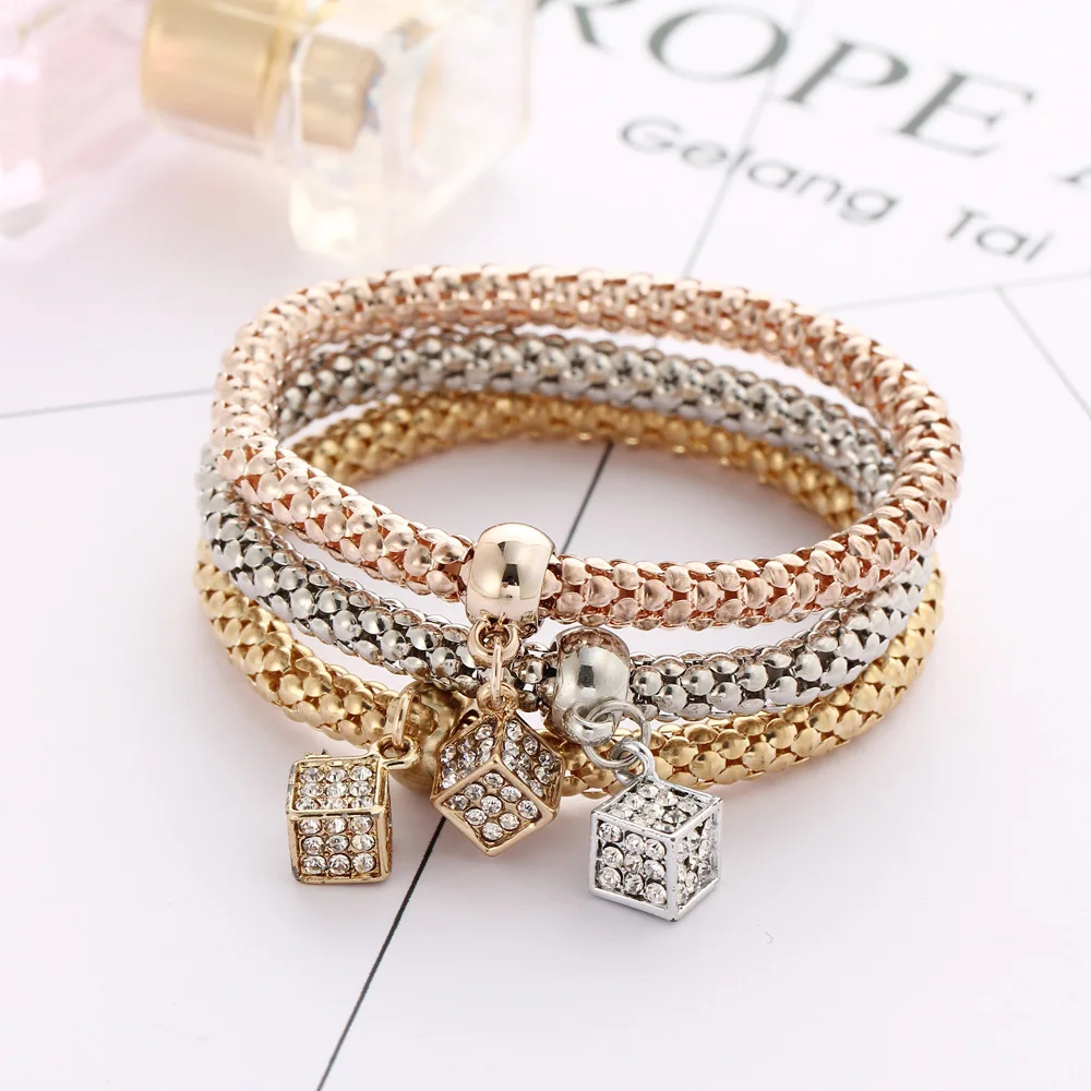David Kabel heart cube charm bracelet for women friendship bracelets Golden &amp bangles | Украшения и аксессуары