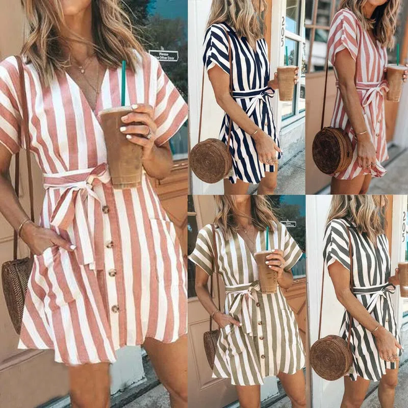 

Women's Holiday Summer Mini Beach dress Evening Party Shorts Dress