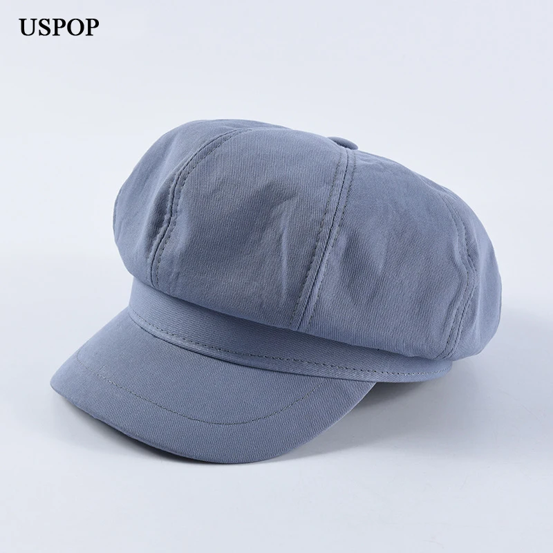 

USPOP New women cotton octagonal hat female spring hats solid color soft newsboy caps casual visor cap
