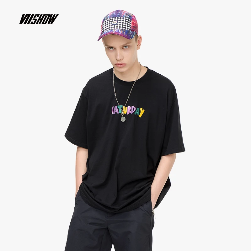 VIISHOW 2019 летняя хлопковая футболка с коротким рукавом Мужская короткая рубашка