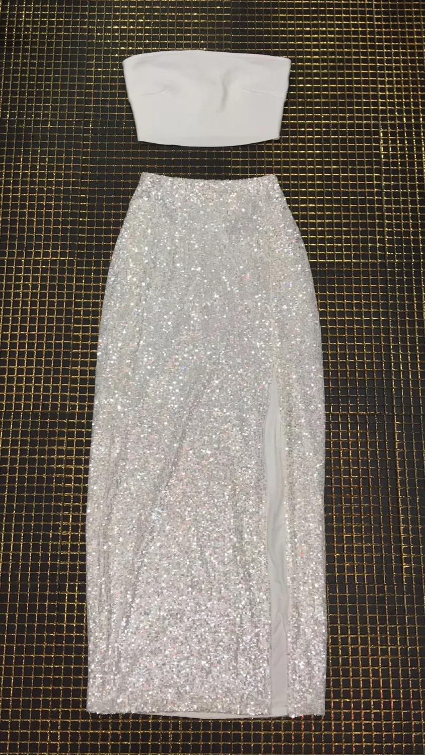 Летнее платье женское сексуальное модное без бретелек 2 шт. белое Бандажное 2019