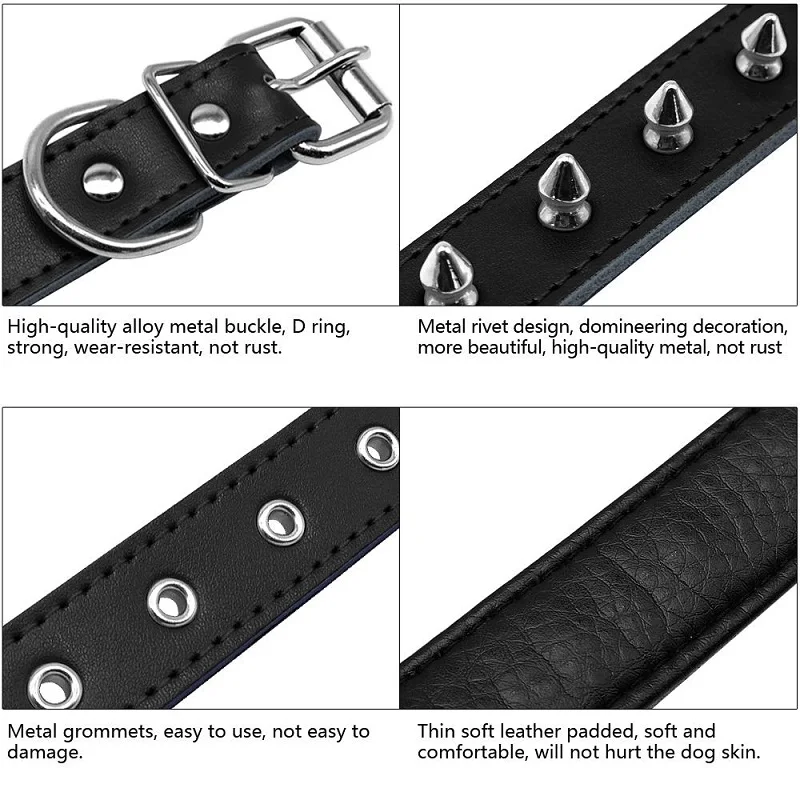 Поводок высокого качества с шипами кожаные ошейники для собак маленьких средних