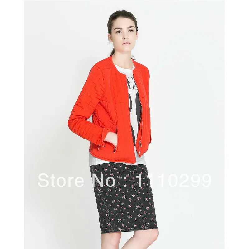 2014 new winter woman's European style coat diamond quilted cotton padded Zip Jacket thicken warm down free shipping LC044 | Женская