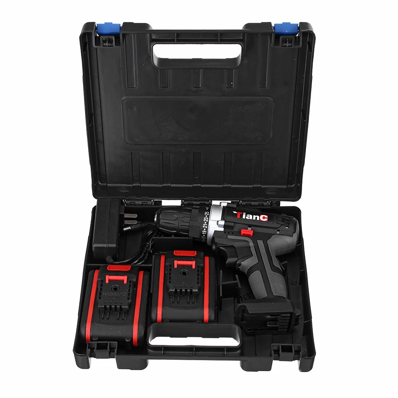 

48V 25+3 Torque Cordless Electric Drill Screwdriver Dual Speed Mini Wireless Power Driver DC With 2 Lithium-ion Battery 3/8-Inch