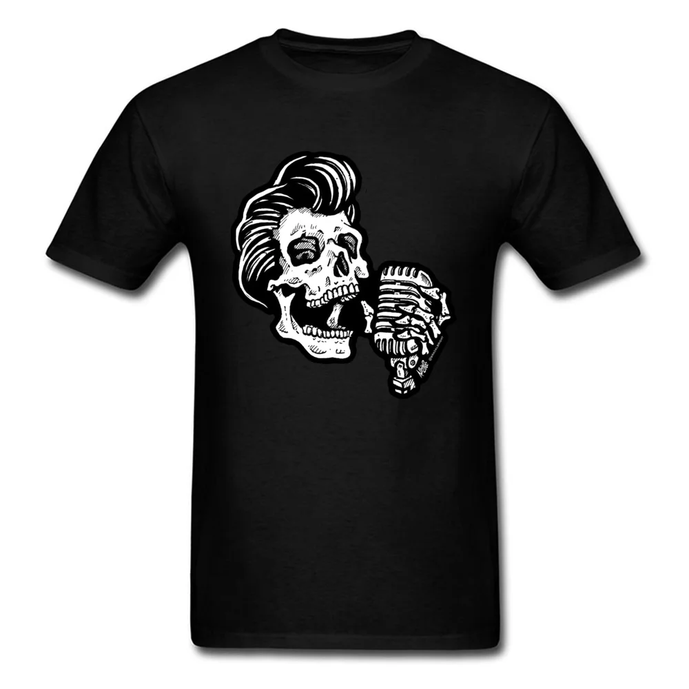 Рокабилли Череп Футболка караоке футболка HIPSTER мужские классические черные