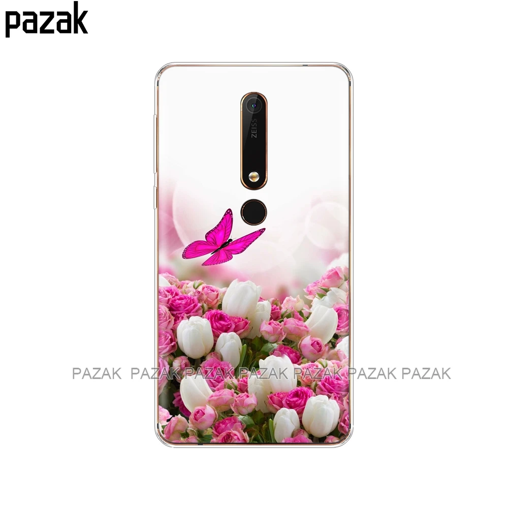 Силиконовый чехол для nokia на возраст 1, 2, 5, 3, 6, 7, 8, 9, nokia 6 6,1 3,1 2,1 5,1 плюс x5 x6 Чехол Мягкий ТПУ прозрачный чехол для телефона с изображением бабочки цветка - Цвет: 61409