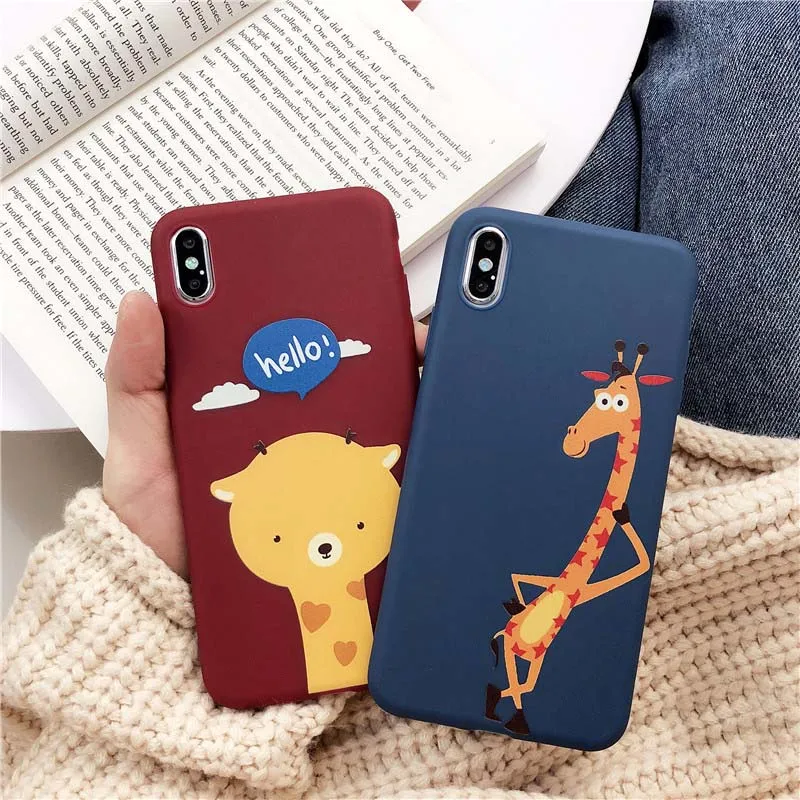 JIBAN милый чехол для телефона с жирафом Apple Iphone X XS MAX XR пара матовый мягкий