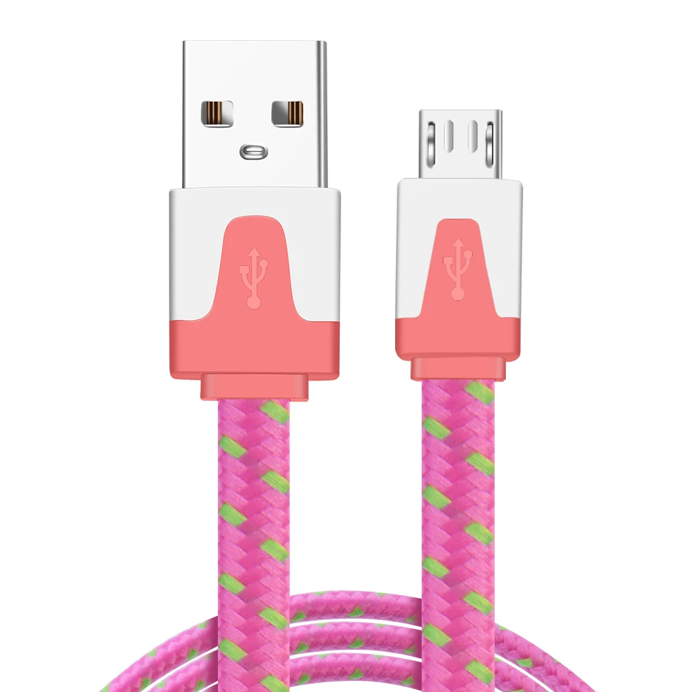 Rose Micro USB ROMICHW Micro USB кабель для быстрой зарядки USB кабель для передачи данных Android мобильный телефон usb зарядный шнур для samsung Xiaomi huawei нейлоновый кабель - Цвет: Rose Micro USB
