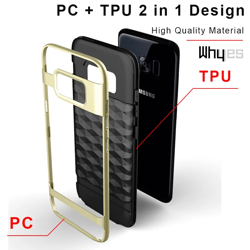 Whyes For Samsung Galaxy S8 Case Dual Layer TPU And PC Cover Anti-Shock Armor Popular ShockProof Rhombus Brushed |