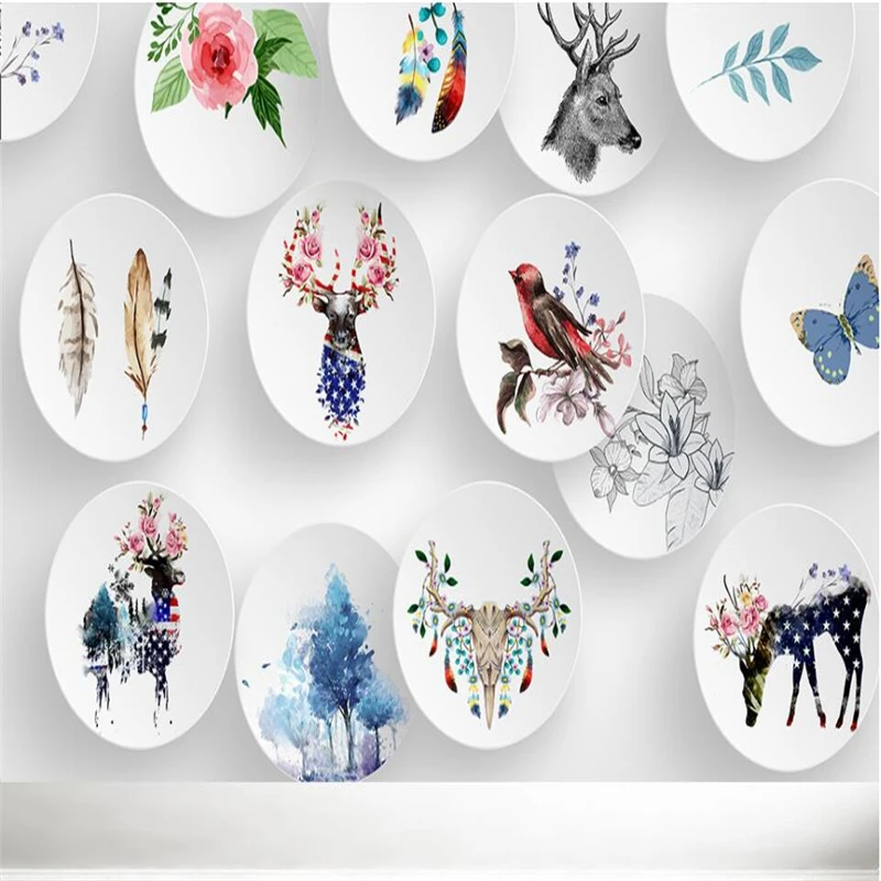 beibehang 3D Stereo Nordic Simple Elk Animals Hand-painted Interior Backdrop Custom-made Large-scale Mural Silk Wallpaper | Обустройство