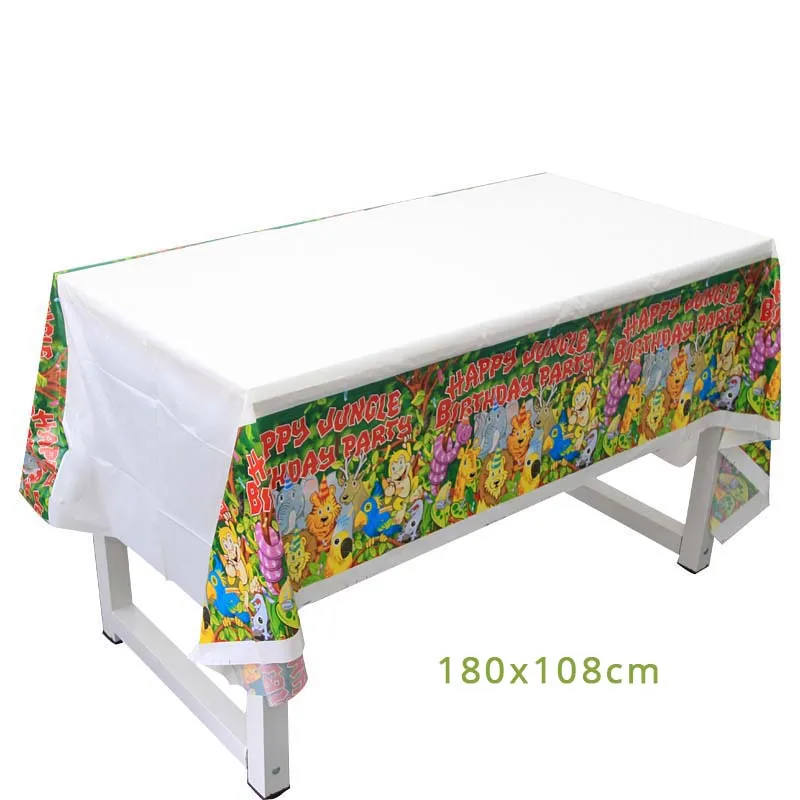 1pcs Tablecloth Джунгли праздничный набор столовой посуды Бумага чашки салфетки трубочки джунгли Король Лев украшение для торта на день рождения на тему "Лошадки карусели" вечерние украшения детский душ - Цвет: 1pcs Tablecloth