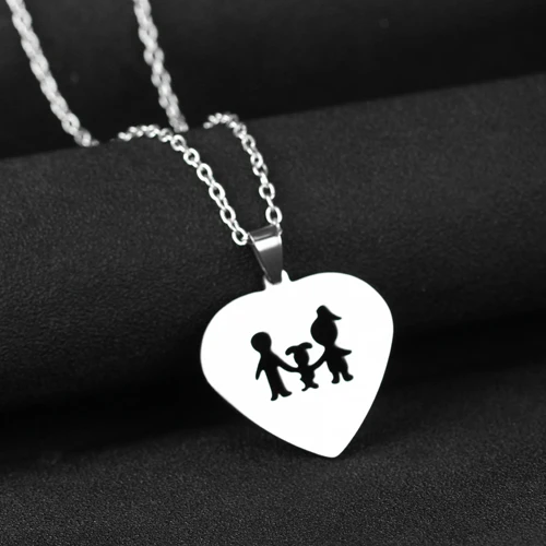 Heart Daughter Семья одежда для мамы, папы и надпись «Love Son» дочь Цепочки и ожерелья подарки из нержавеющей стали кулон сердце для маленьких мальчиков и девочек детская матерей отцов Цепочки и ожерелья, украшения для женщин и девочек - Окраска металла: Heart Daughter