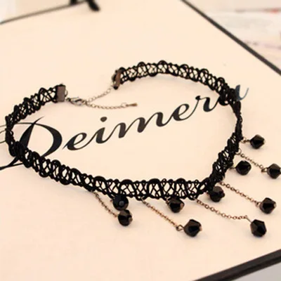 2019 сексуальный Готический викторианский кружевной чокер с кристаллами и