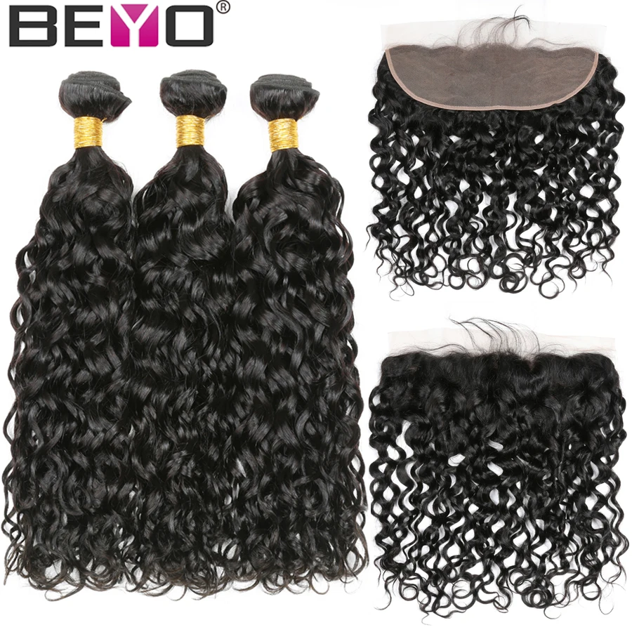 Волнистые пучки с фронтальными перуанские волос закрытием человеческие волосы