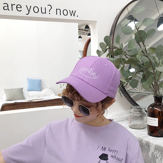 

Fashion Casquettes 2020 Summer Baseball Cap Women Korean Ulzzang Harajuku Lovely Casual Snapback Hat Female Purple Hip Hop Caps