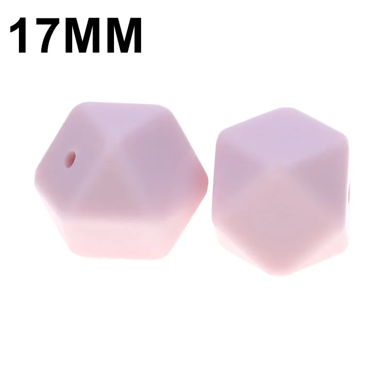 58 Quartz Pink Fkisbox 17 мм шестигранник 100 шт силиконовый детский Прорезыватель для зубов, бусы без бисфенола для новорожденных, жевательные прорезыватели для зубов, ожерелье, ювелирные изделия для младенцев, сделай сам, подарок для душа - Цвет: 58 Quartz Pink