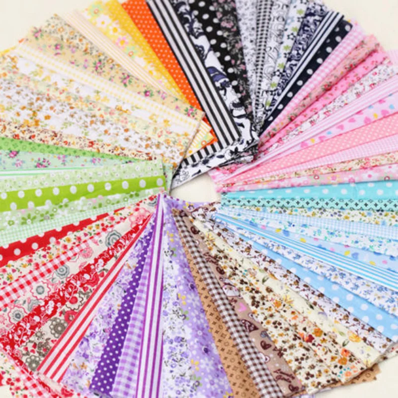 7pcs / Kit Cotton Fabrics Pre-cut Material For Handmade Diy Crafting Arts Cloth Handkerchief Yellow / Green / Purple / Red