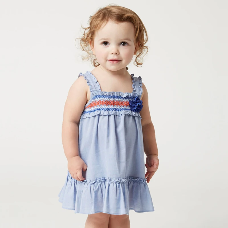 Бренд Одежда для девочек Дети Летнее платье маленьких принцессы Вышивка Сарафан