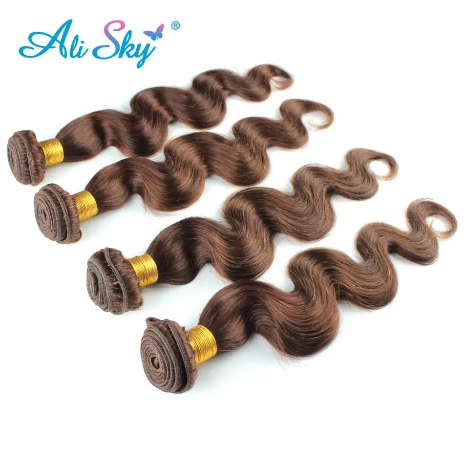 Alisky предварительно цветные перуанские волнистые волосы для тела 4 # светло