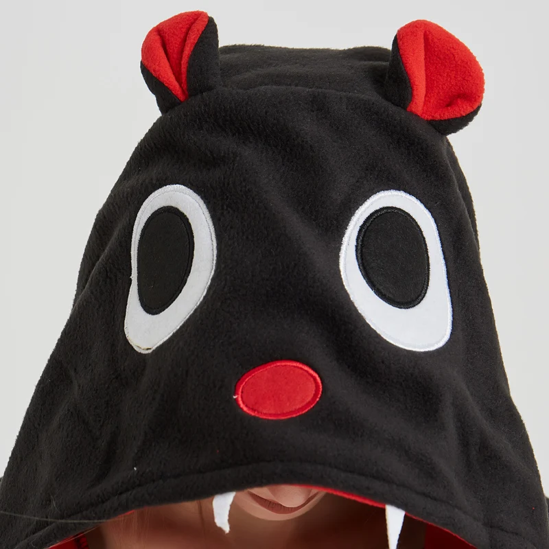 Хэллоуин летучая мышь Кигуруми для женщин зимние пижамы Onesie флис черный взрослый