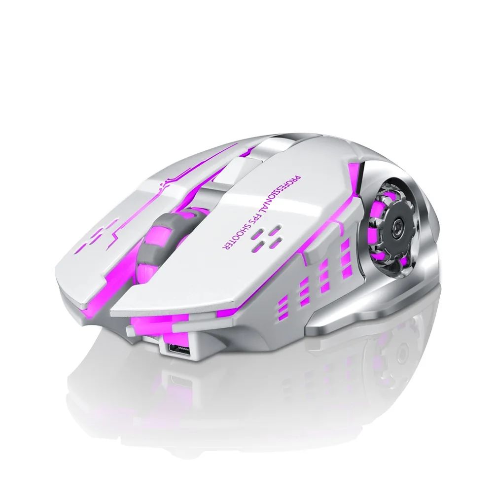 Gearwheel Беспроводная подзарядка подсветка светящаяся Игровая USB мышь 2 4 GHz 2400