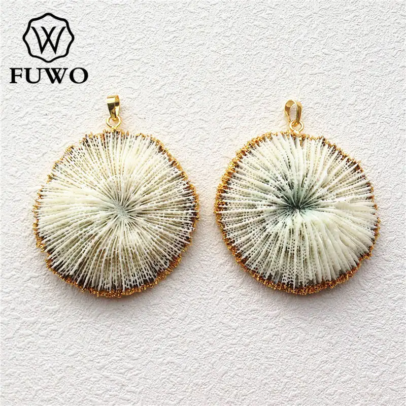 Женские Подвески из натурального кораллового пистолета FUWO Черные с покрытием