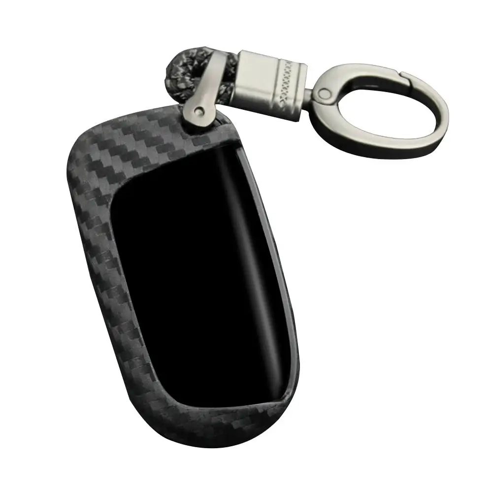 Leather Carbon Fiber Style Key Fob Car Remote Case Chain Accessories Cover Ring For Jeep Dodge Chrysler | Автомобили и мотоциклы