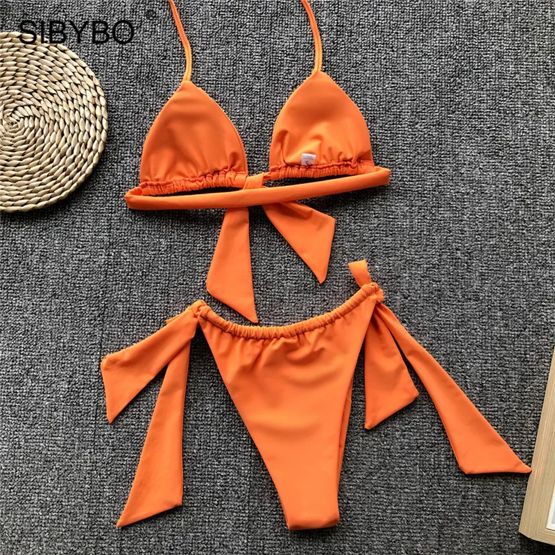 Женский комплект из двух предметов Sibybo укороченный топ с завязками и высокой