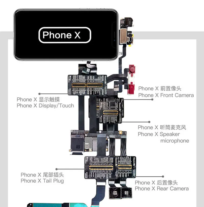 Jyrkior QianLi iBridge FPC диагностический Тестовый Кабель напряжения для iPhone 6/6 P/6 S/6SP/7/7 P/8/8 P/X проверка неисправности материнской платы